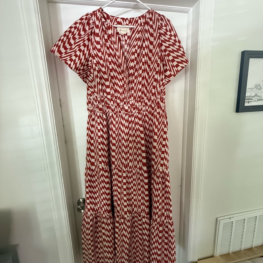 Anthropologie Somerset Red and White Maxi Sundress
